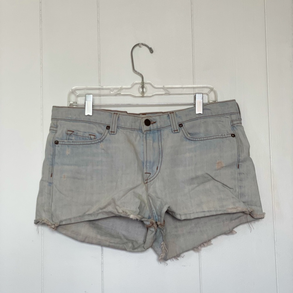 J Brand frayed cutoff mid rise lightwash denim shorts